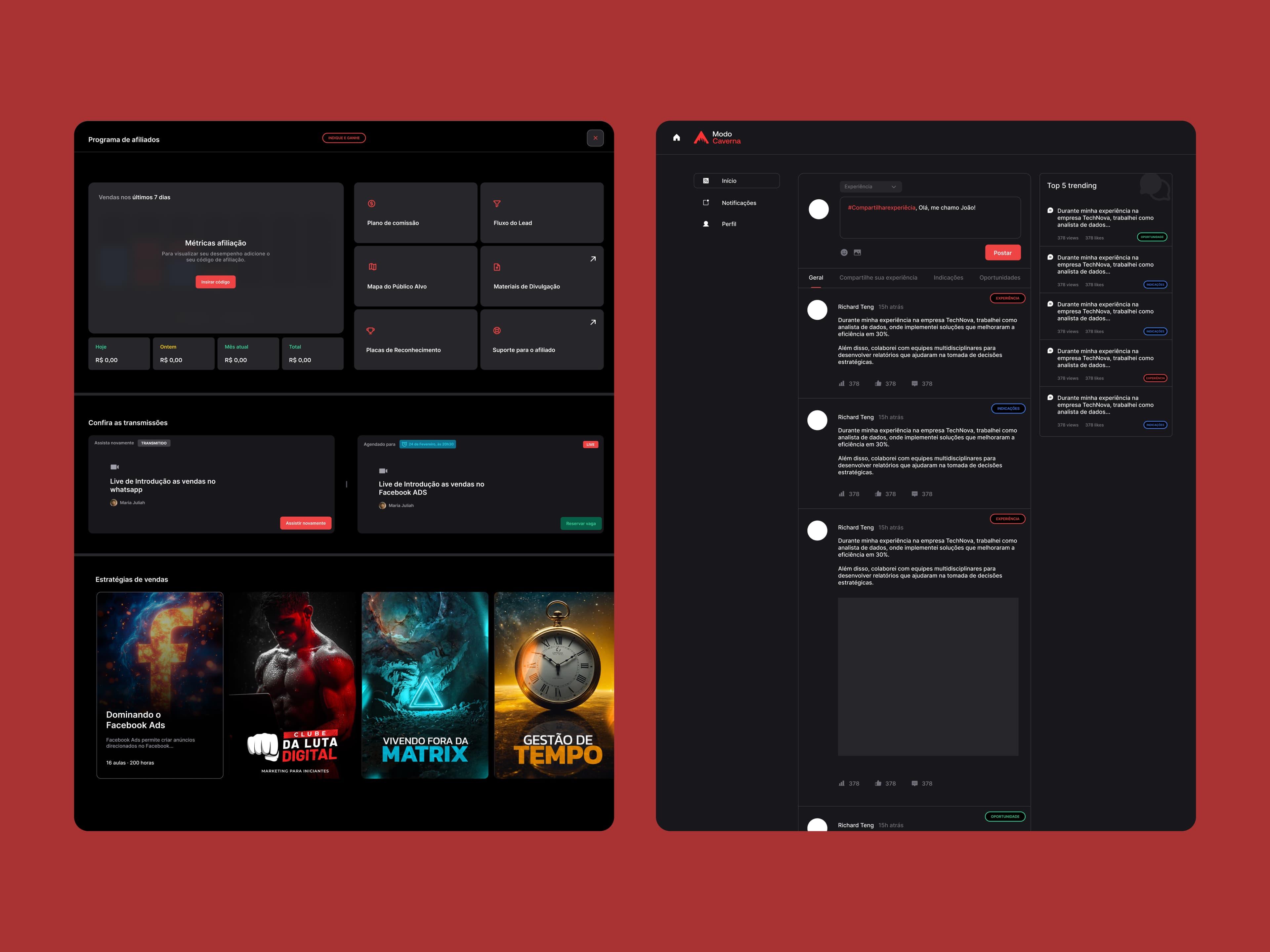 Community feed and courses
